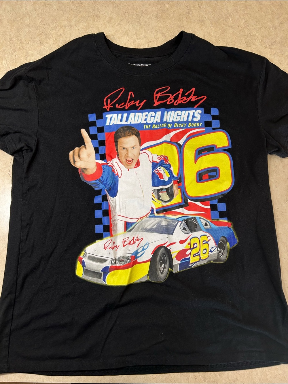 Talladega Nights Ricky Bobby #26 Graphic T-Shirt Black Size Large Movie Tee